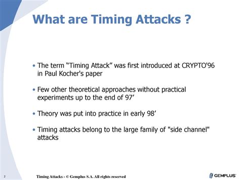 timing attacks on smart cards|A Practical Implementation of the Timing Attack .